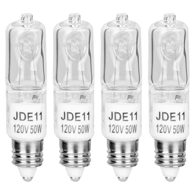 4 Pack JD E11 120V 50 Watt Halogen Bulbs for House Lighting Fixtures