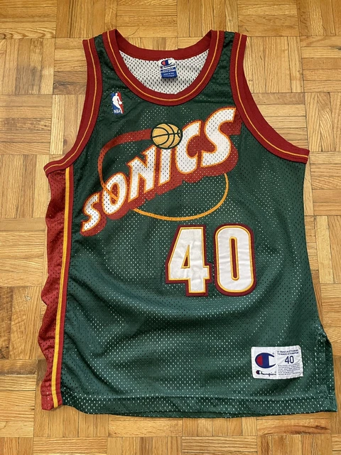 Maillot De Basket Brodé Shawn Kemp #40 Seattle Supersonics – Homme Taille L, Neuf