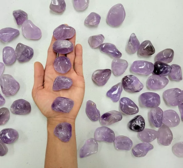 LARGE Tumbled Amethyst Crystal Stones Healing Natural Crystals Gemstone Tumbles