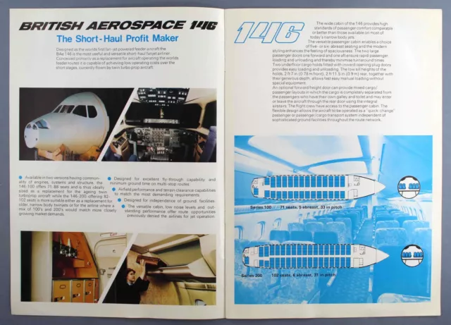 British Aerospace Bae146 Manufacturers Sales Brochure Seat Map 1979 3
