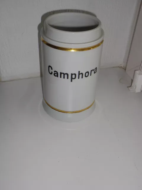 Pharmazie Apotheker Gefäß Porzellan Apotheke Alt Keramik Topf Camphora Vintage