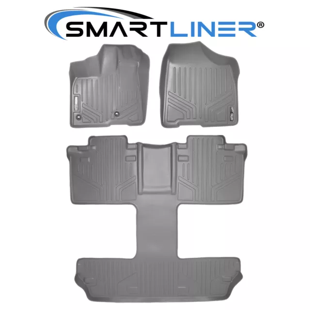 SMARTLINER Custom Fit Floor Mats Liner 3 Row Set Grey 2013-2020 Toyota Sienna