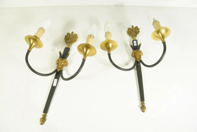 PAIR french empire Ram heads Wall lights sconces