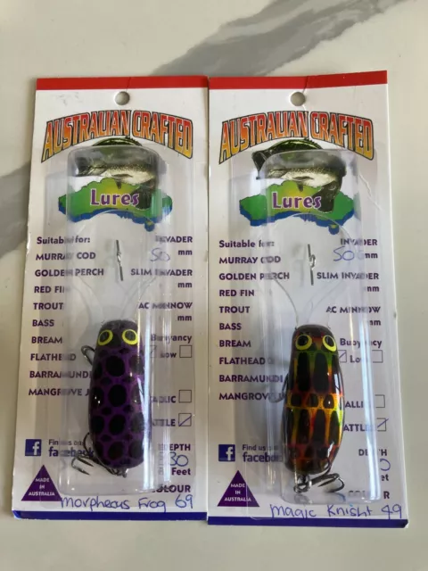 NEW Australian Crafted Lures Invader 50mm 22ft Lure X2