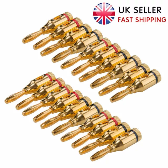 20X 4mm Banana Plugs Gold Plated Musical Audio Speaker Cable Wire Connector 2