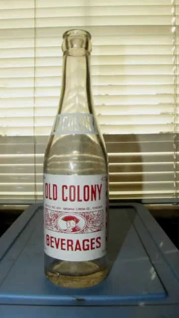 1940's Old Colony Beverages (Patriot) Orange Crush ACL Label 8 Oz. Soda Bottle