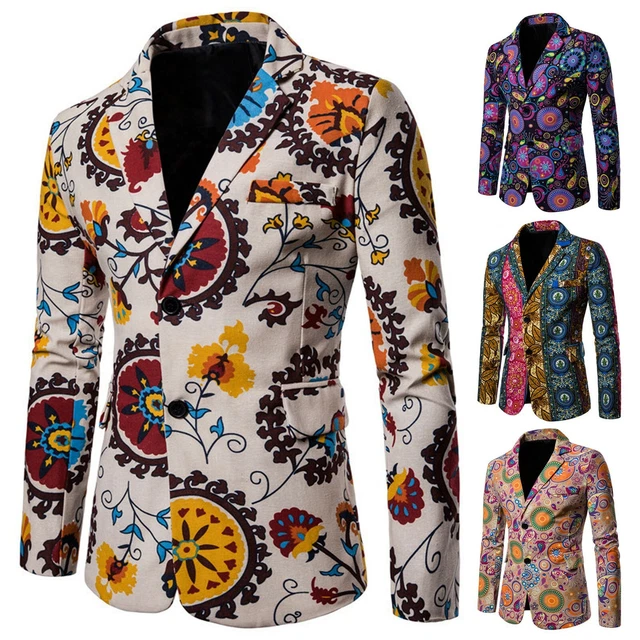 Mens Retro Formal Work Blazer Jacket Business Button Slim Suit Coat Tops Casual