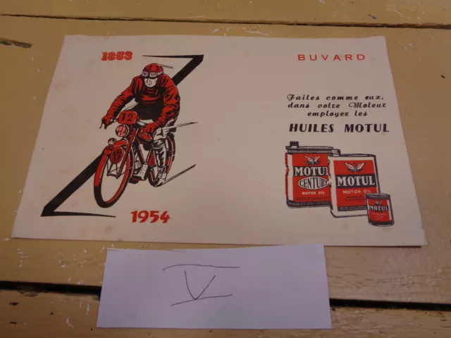 Ancien Buvard Publicitaire 1954 huile motul motocycle moto course garage n°5