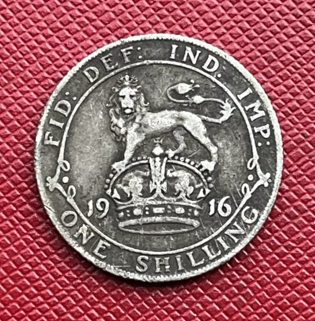 Great Britain UK 1916 SILVER 1 Shilling. George V. WWI Era. KM# 816