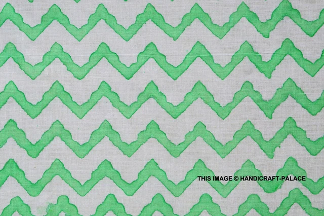 Main Bloc Zig Zag Imprimé Artisanat Coton Voile Indien Tissu Couture Par 2.7m