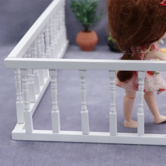 Dollhouse Miniature 1/12 Scale White Railing Wooden Fence Accessories DIY