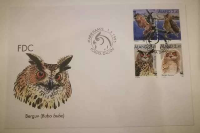 Finland Aland 1996 Eagle Owl Birds FDC