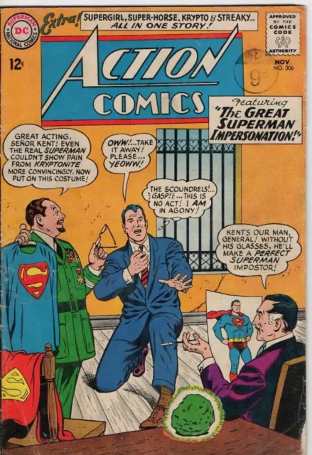 DC 'Action Comics' #306 Nov 1963 Superman, Supergirl, Super-Horse, Good Bargain!
