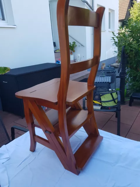 Stylisch: Bibliothek-Leiter-Stuhl, Antik-Look, braun, sehr gut erhalten, funktio