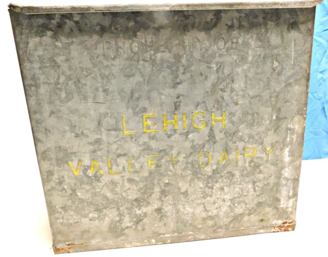 Vintage Collectible Lehigh Valley Dairy  Galvanized Metal Milk Delivery Box