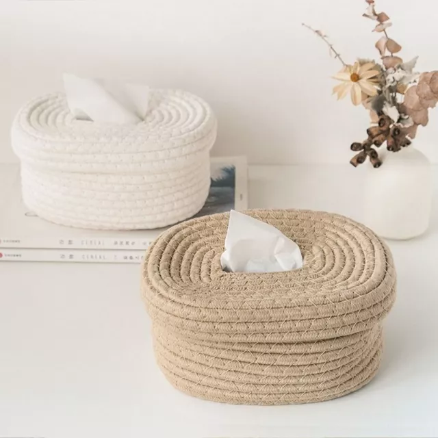 Linen Tissue Box Small Cotton Rope Storage Box Tissue Box Dustproof Tissue Boxes