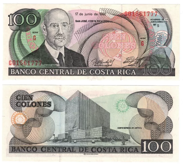 1992 Costa Rica 100 Colones UNC Banknote P258