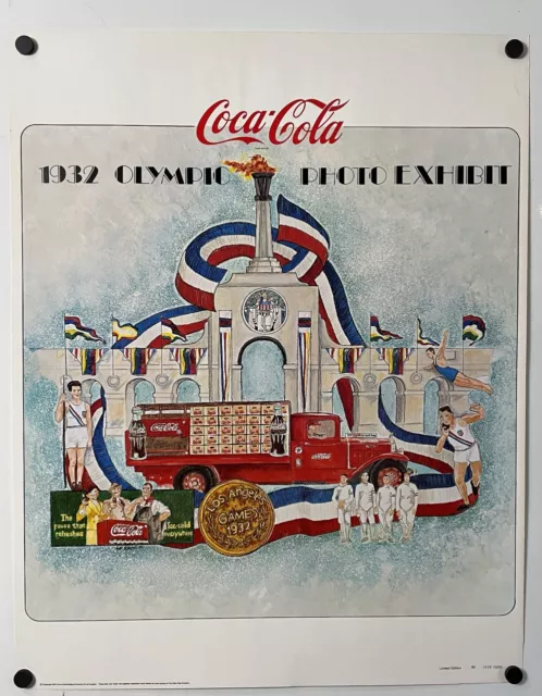 Coca Cola Coke Poster 1932 Olympic Photo Exhibit 22" X 28" 1984 Limited Edition