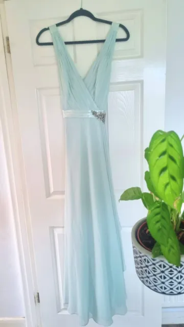 Jenny Packham Designer Mint Green Maxi Prom Gown Bridesmaid Dress Uk 10