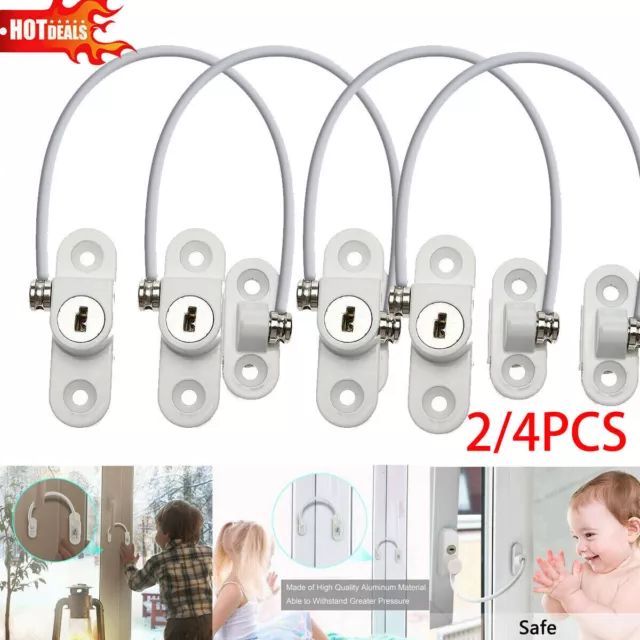 2/4X Window Door Restrictor Child Baby Safety Security Lock Cable Catch Wire UK