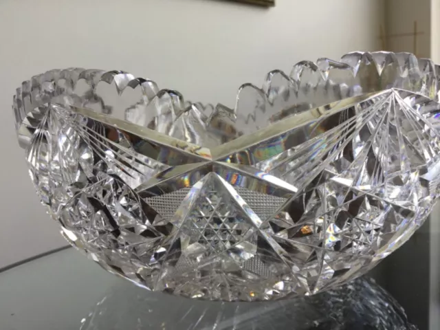 Original Hawkes CUT CRYSTAL Bowl Centerpiece 8” American Brilliant Period