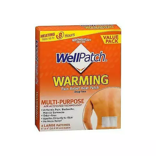 Wellpatch Deep Heating Warming Patch Pain Relief Odor Free 4 x 5 Inch 4ct 6 Pack