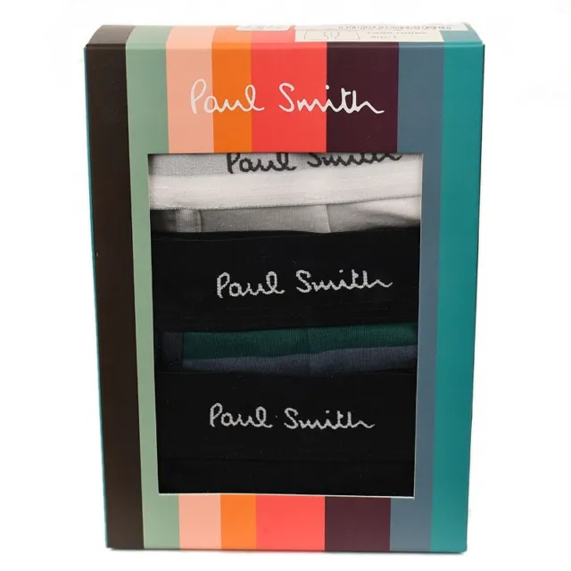 PAUL SMITH 3 Pack Long Trunks Black White Stripe Cotton Underwear LARGE NWT