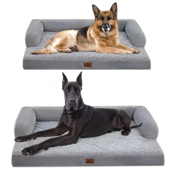 Gray Orthopedic Memory Foam Dog Bed Waterproof Pet Mattress with Washable Cover