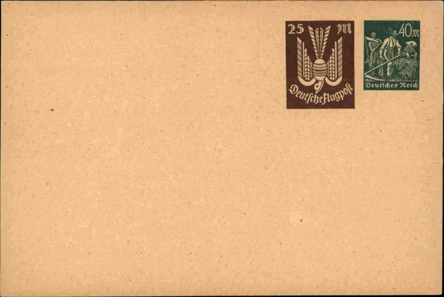 1923 Karten-Ganzsache Deutsches Reich  25 M. Taube neben 40 M. Arbeiter ungebr.