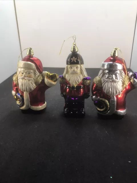 Old World Christmas Ornaments Mercury Glass 5” T Santa’s And Soldier