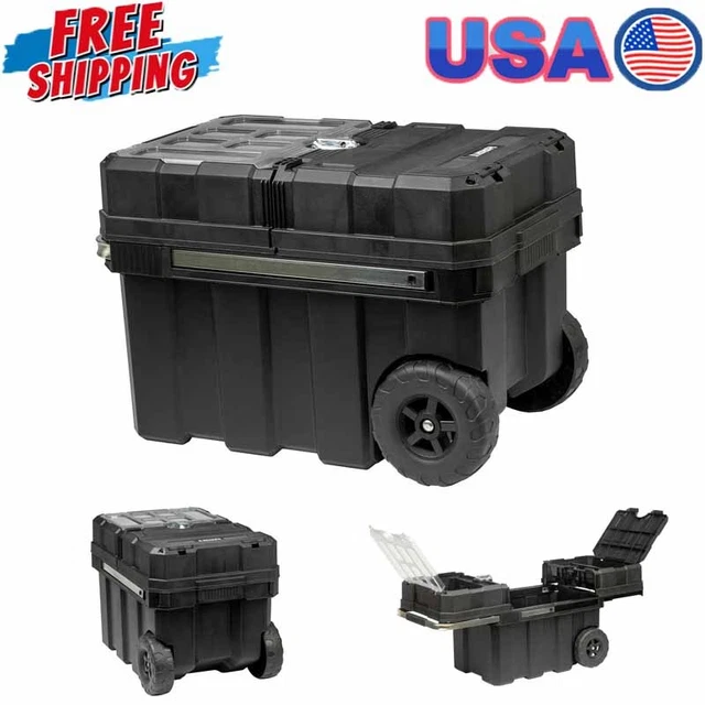 WHEELED STORAGE BIN Rolling Tool Box Lockable Toolbox Organizer Cart