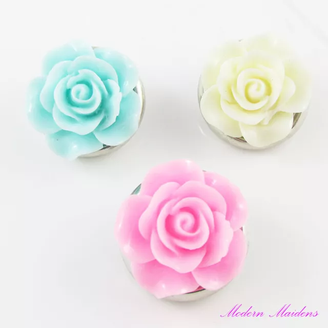 Noosa Style Resin Rose Snap on Chunk Button 19mm Select Colour