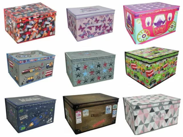 Large Kids Children's Toy Books Storage Box Folding Treasure Chest With Lid Gift