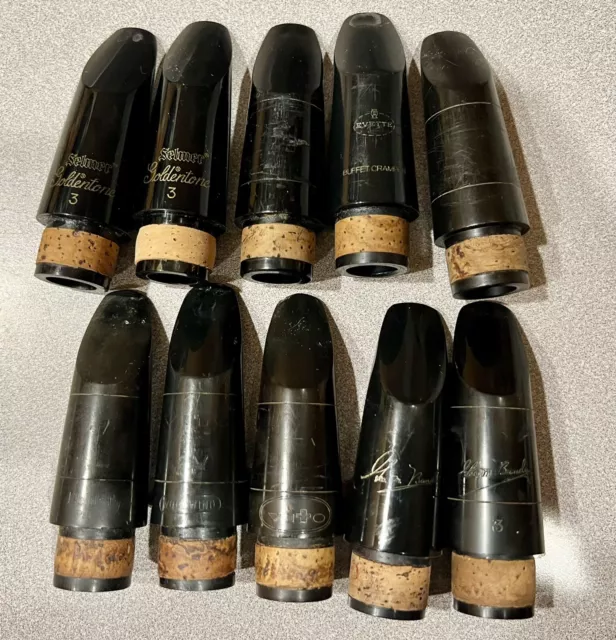 Lot of 10 Clarinet Mouthoieces - Vandoren, Buffet, Selmer, Noblet, Vito, GMBundy