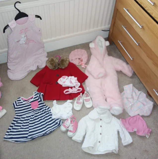 Baby Girl Clothes Bundle 0-3 Month Red Coat Converse Pram Suit 0-6 sleepsuit