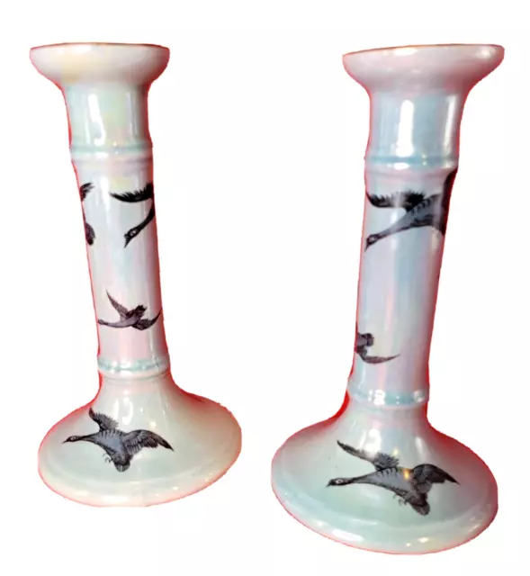 Royal Winton Grimwades Candle Sticks Swallows Pattern Blue rare