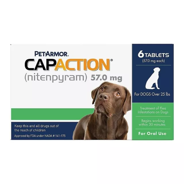 CapAction Oral Flea Treatment For Dogs 25+ lbs, 6ct