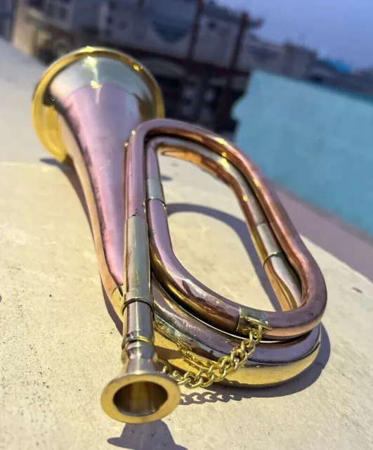 Antique Copper and Brass Trumpet Pocket Bugle A Timeless Military Scout Musical