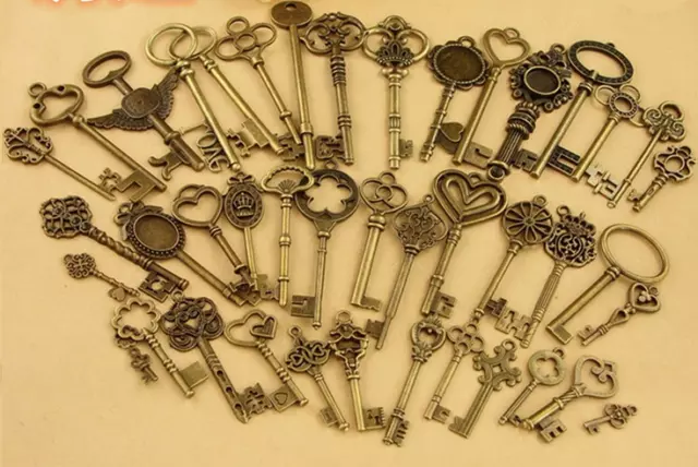 17Pcs Lot Bronze Vintage Classic Keys Steampunk Cogs Gears DIY Jewelry Crafts d