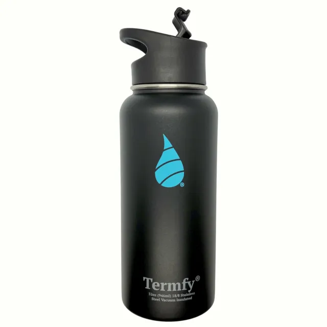 32 oz Stainless Steel Vacuum Insulated Water Bottle Black Flip Lid