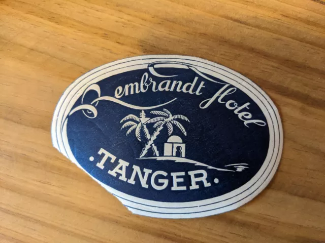 Vintage Hotel Luggage Label -- Rembrandt Hotel Tanger Morocco