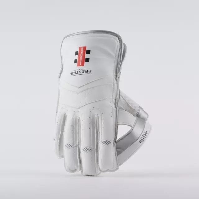 2024 Gray Nicolls Prestige White Wicket Keeping Gloves - Free P&P 3