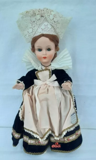 ANCIENNE POUPEE BELLA FOLKLORIQUE 30 cm ANNEES 60 TOUTE D'ORIGINE