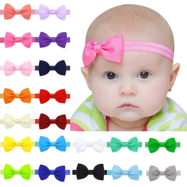 Baby headband Bow Baby Girls Headbands One Sizes Girls Super Soft 20 Colours 2