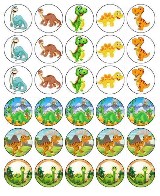 DINOSAURS CUPCAKE TOPPERS Edible Wafer Paper Cake Decorations 30 EUR 7