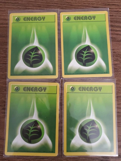 Grass Energy - 1st Ed Base Set Shadowless 99/102 TCG - Pokemon Card Lot of 4