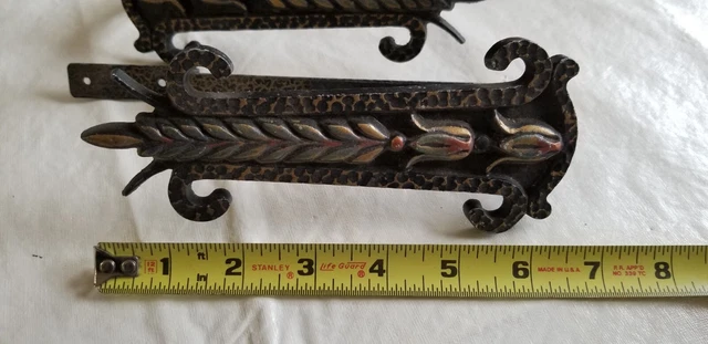 Pr Antique Art Deco Victorian Metal Curtain Drapery Tie Back Holders Hooks 5