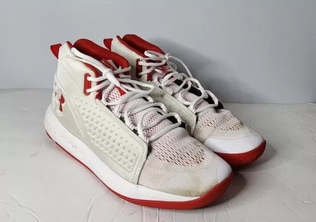 Men UA Under Armour Torch Basketball Shoes Sneakers White & Red 3020620-101