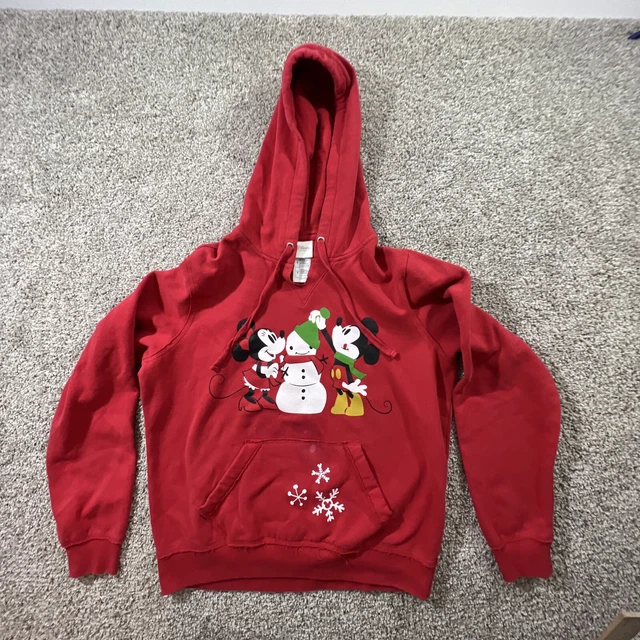 Disney True Love Mickey and Minnie Mouse Red Pullover Hoodie size Large