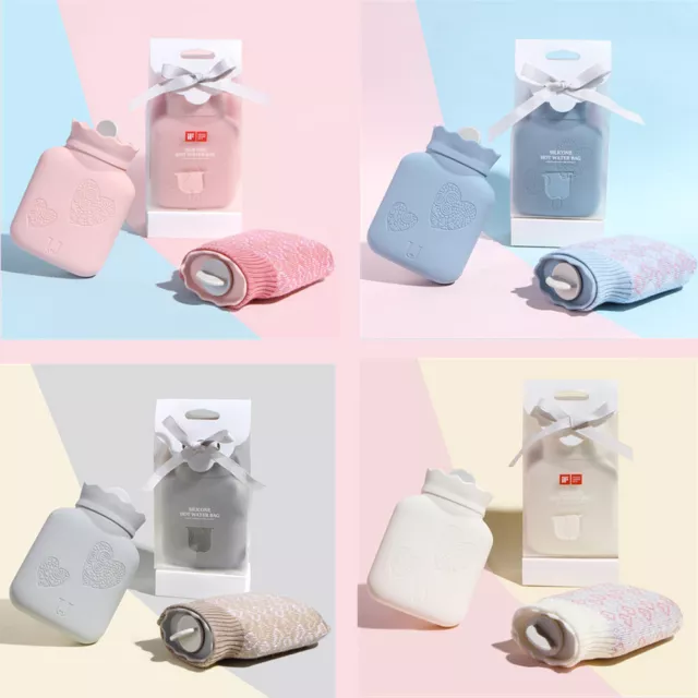 Silicone Hot Water Bottle with Washable Knit Cover Microwave Oven Heating